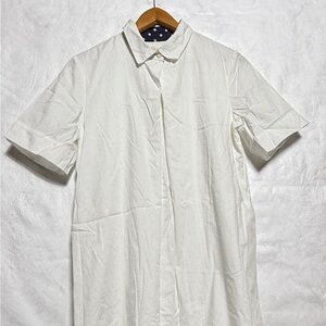 Isabella Sinclair Chic Cotton White Short Sleeve Dress Length 90cm with Pockets